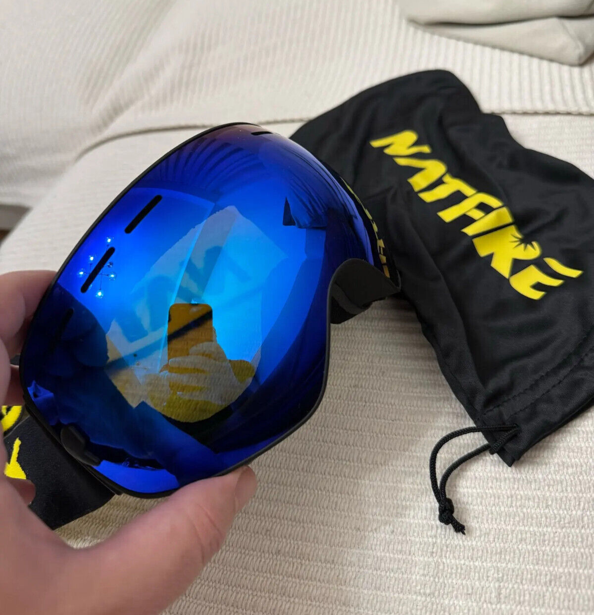 UV400 Interchangeable Lens Anti-Fog Ski Goggles - Adult Mens / Womans Blue Black