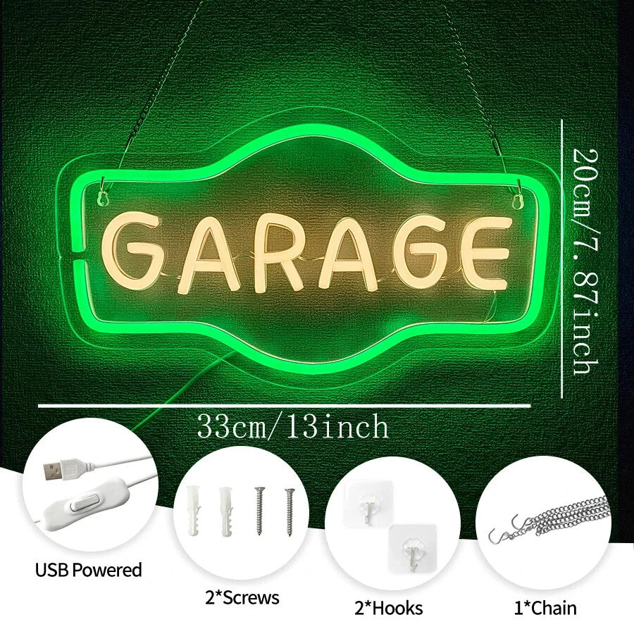 Garage / Home Workshop Neon Sign - Home LED Light - Man Cave Bar etc USB Powered