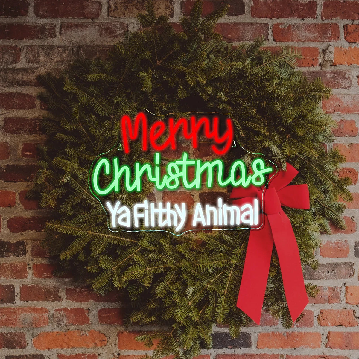 Merry Christmas Ya Filthy Animal Neon Sign - LED XMAS Light - Home Happy Store