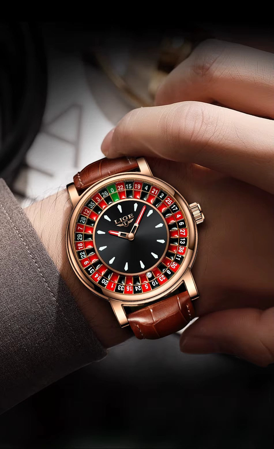 Men's Roulette Table Watch - Analogue Fathers Day Christmas Casino Gift Novelty