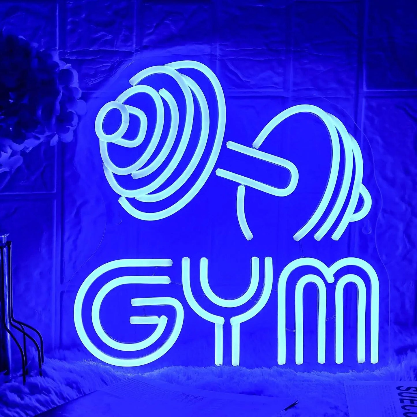 Gym Dumbbell Neon Sign - LED Weightlifting Light – Fitness Barbell USB Powered