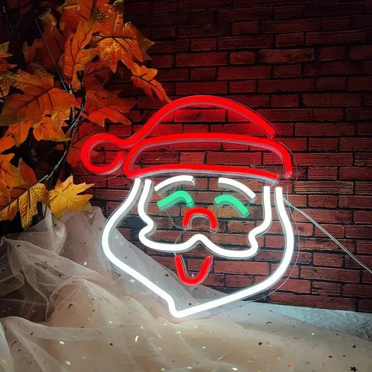 Father Christmas Neon Sign - LED Santa Claus Light - Merry Happy Xmas Store