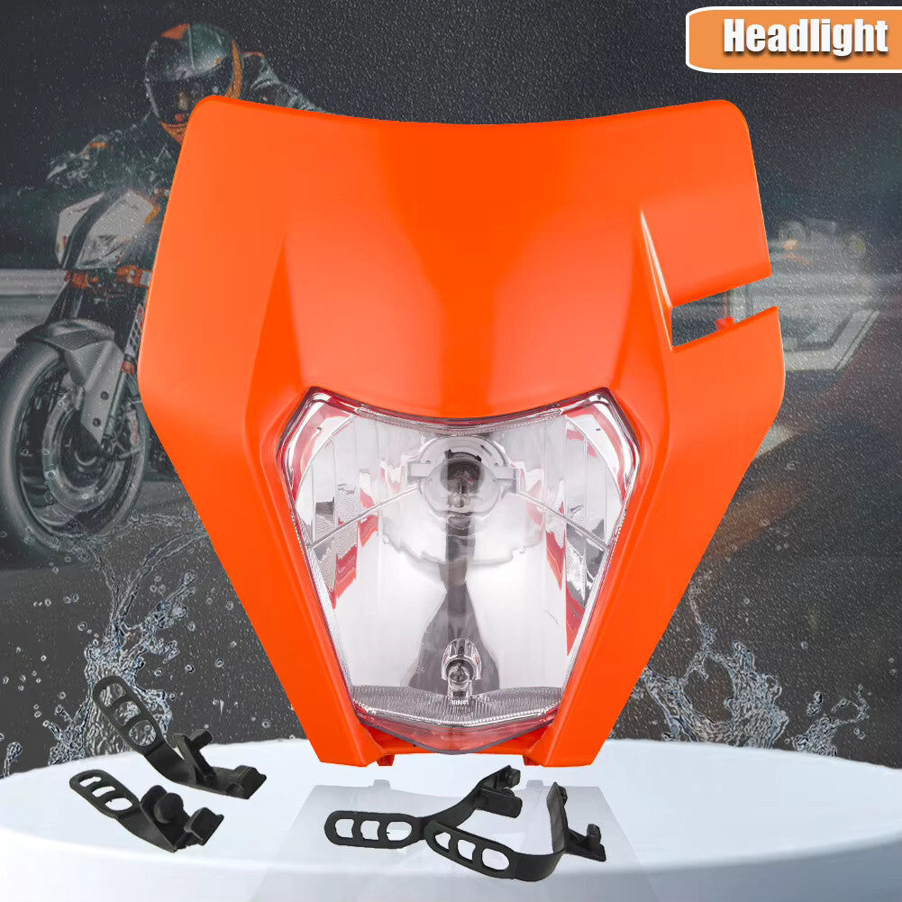 Universal Supermoto Enduro Headlight - For KTM Suzuki Yamaha Motorcycle ORANGE