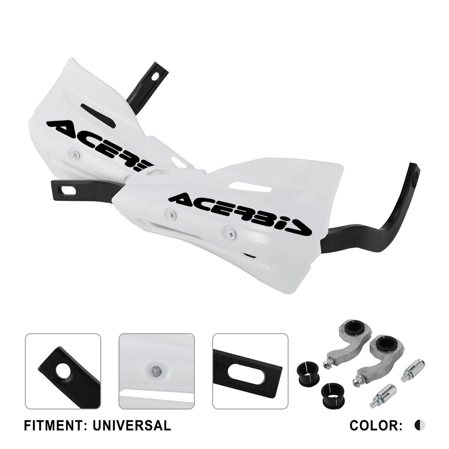 White Handlebar Bar Guards Motocross Enduro - Mount Kit KTM etc Hand Guard