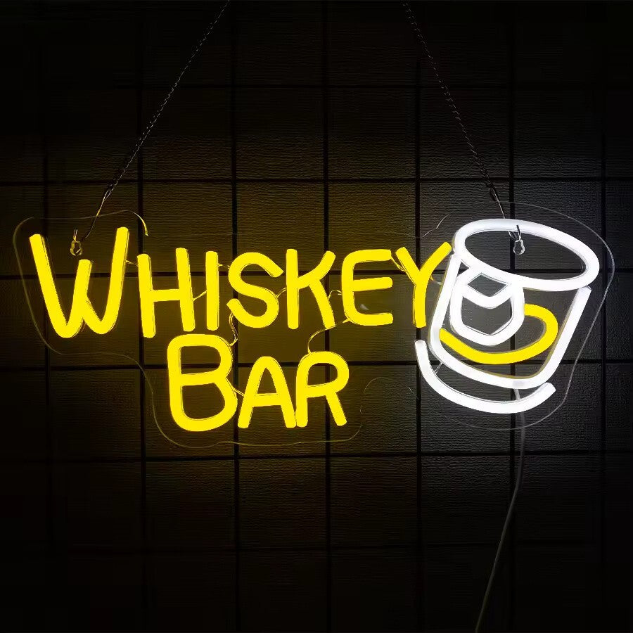 Whiskey Bar Neon Light - Alcohol Club Sign - Pub Home etc LED