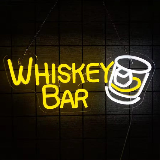 Whiskey Bar Neon Light - Alcohol Club Sign - Pub Home etc LED