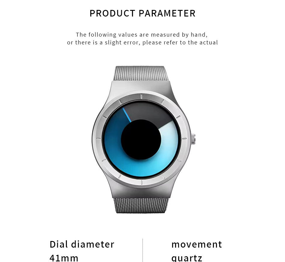 Numberless Watch - Liquid Blue Display - Fathers Day Gift Novelty Unique Unisex