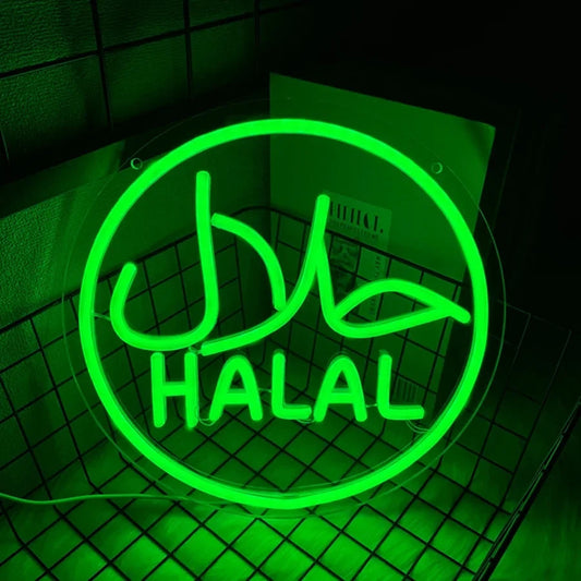 HALAL Neon Sign - LED Light USB Powered - Restaurants, Shops & Takeaway Islamic