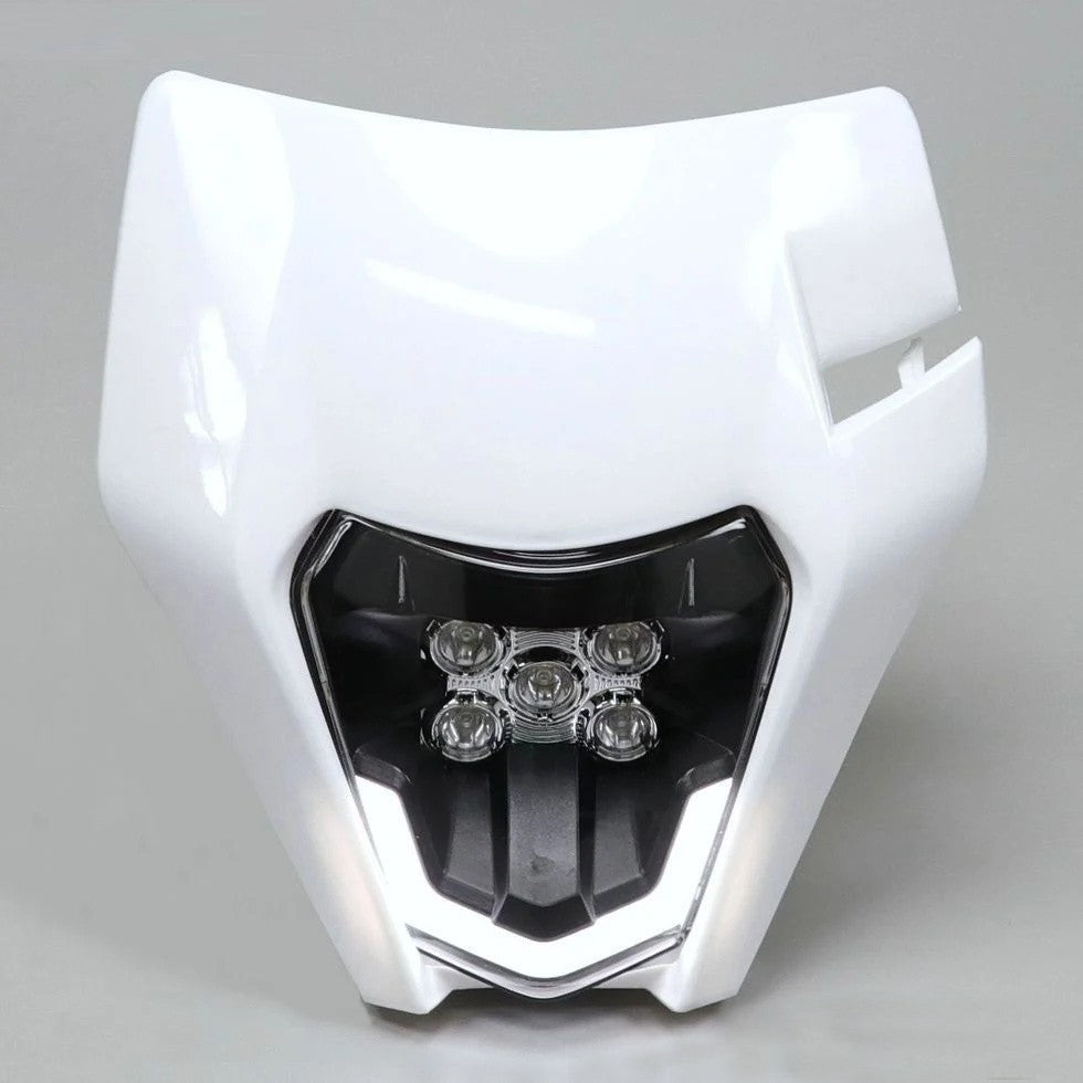 Universal Supermoto LED Headlight - For Kawasaki KTM Yamaha WHITE Motorcycle etc