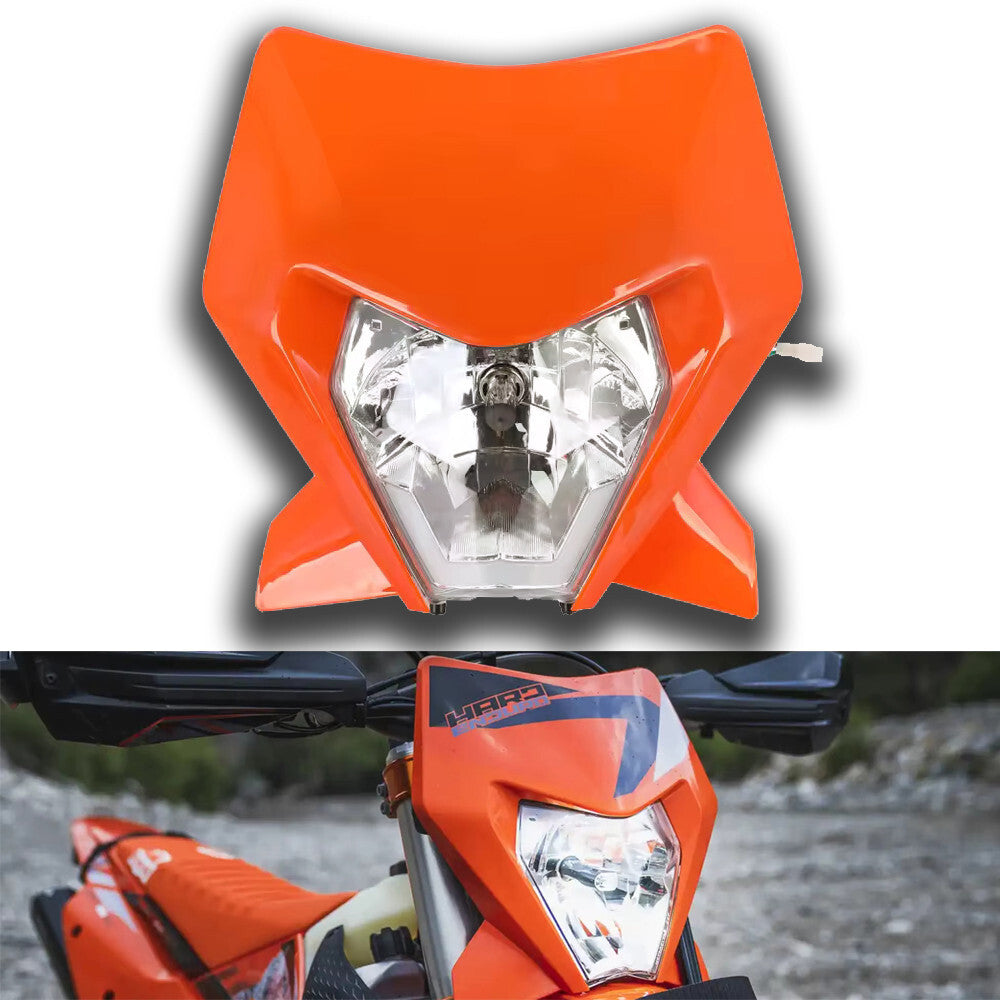 Universal Supermoto Enduro Headlight - For KTM Suzuki Yamaha Motorcycle ORANGE