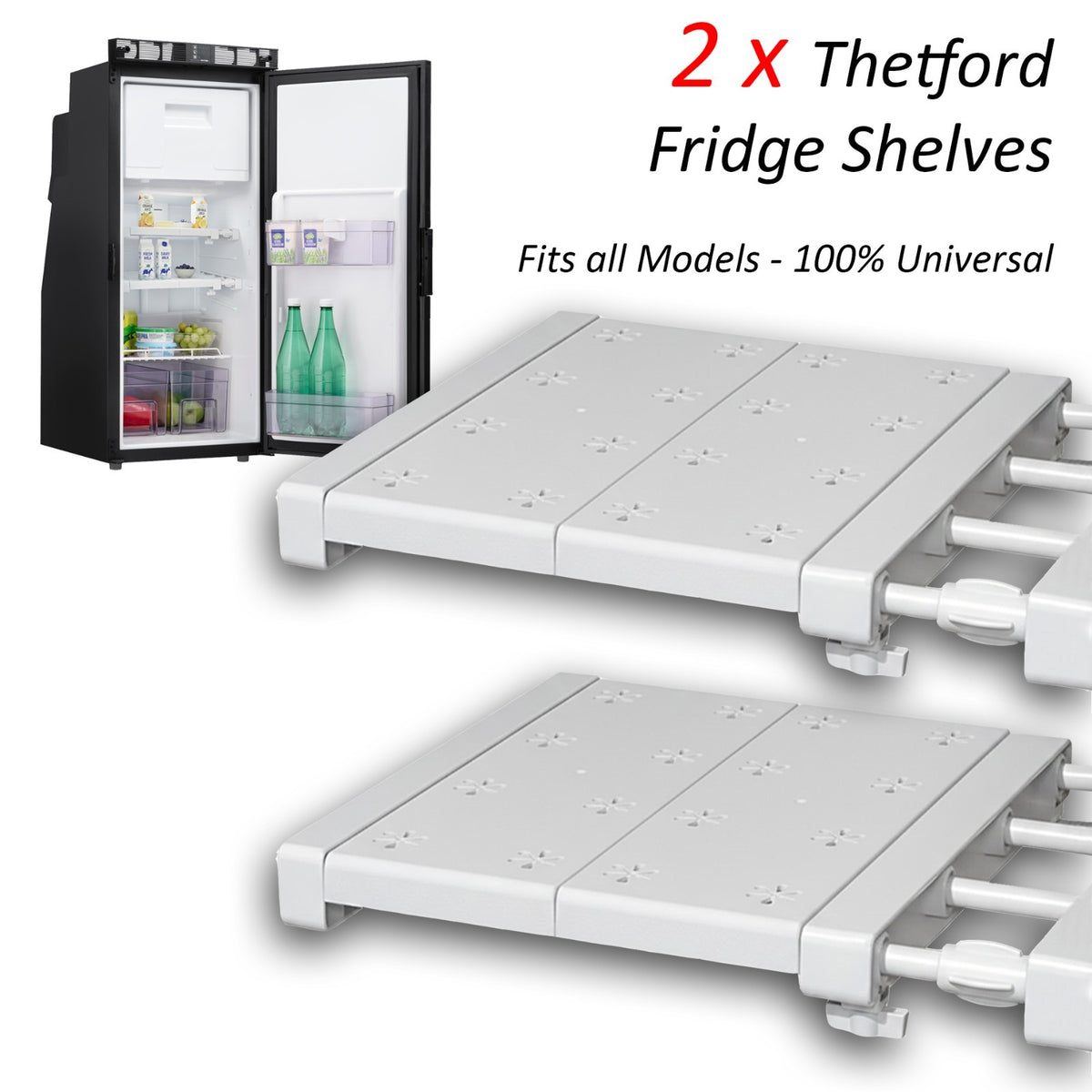 Pair of Replacement Universal Shelves THETFORD Fridge - T2090C & T2000 Shelf x 2