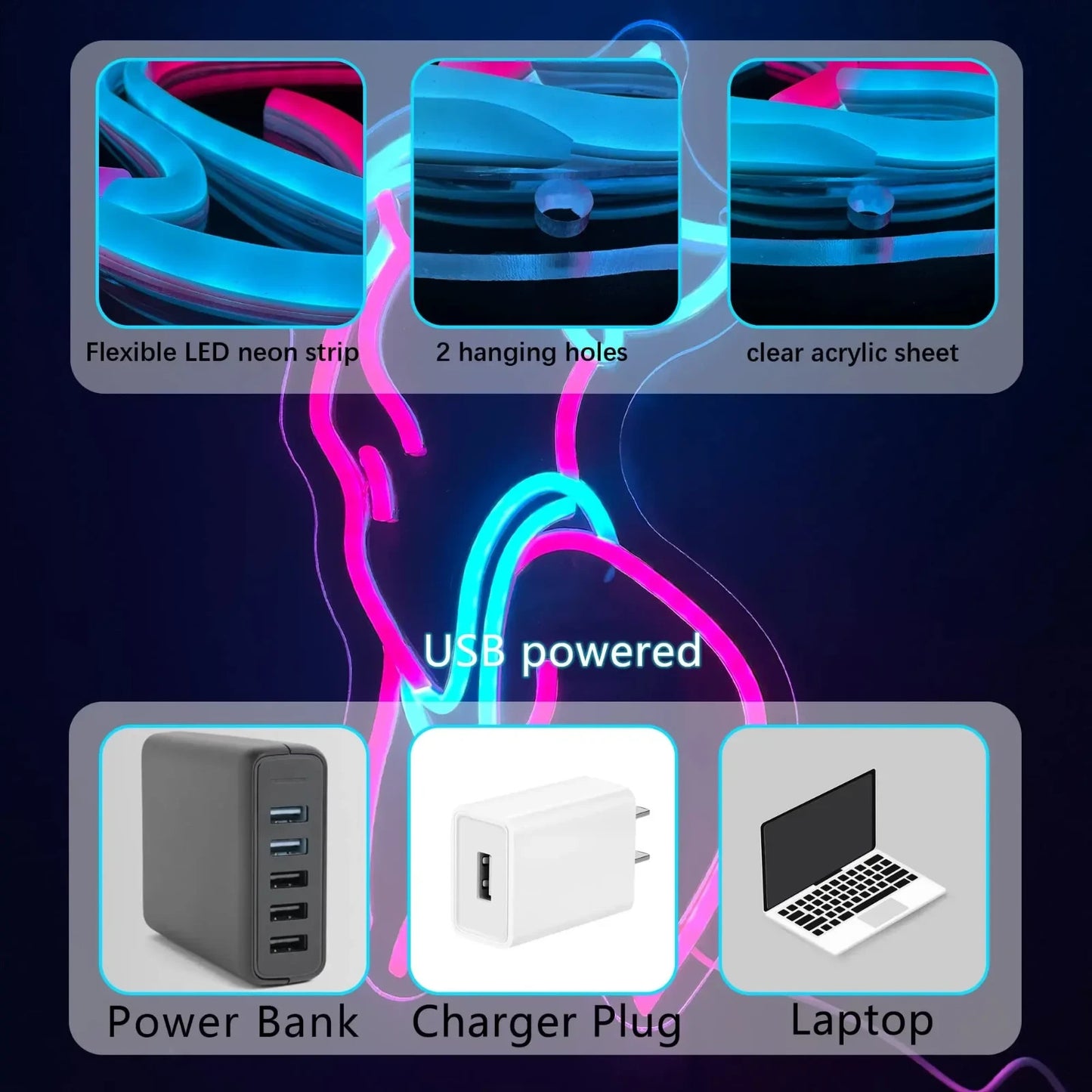 Stripper Girl Neon Sign - LED Light - Wall Strip Club Sexy topless Hot Party USB