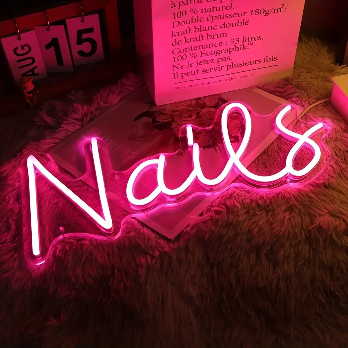 Nail Salon Light Neon Sign - Beauty Bar Lights Womens Nails Self Care Room LED
