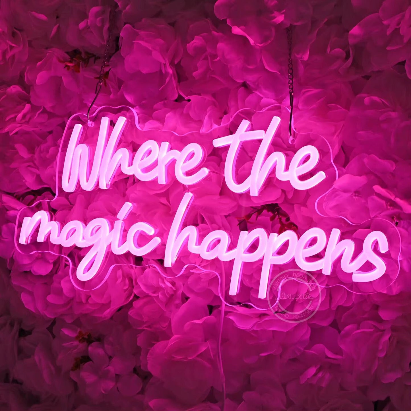 Where The Magic Happens Pink Neon Sign - Light LED Bedroom Hotel Love USB