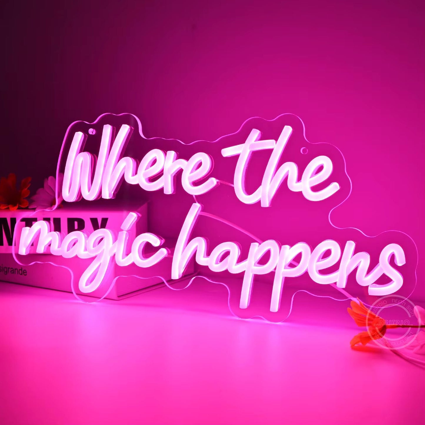 Where The Magic Happens Pink Neon Sign - Light LED Bedroom Hotel Love USB