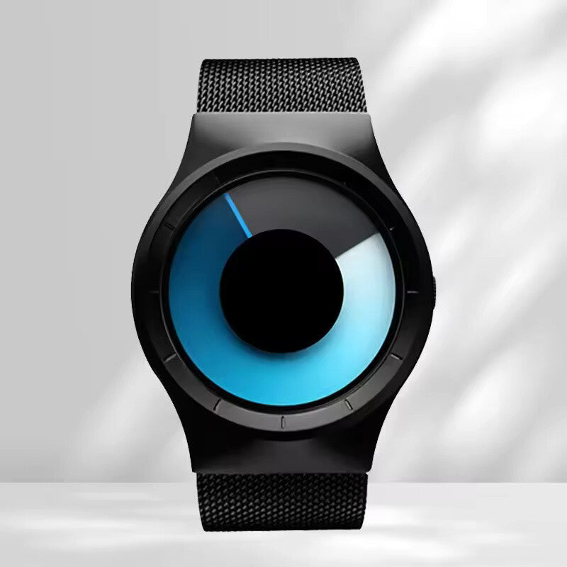 Numberless Watch - Liquid Blue Display - Fathers Day Gift Novelty Unique Unisex