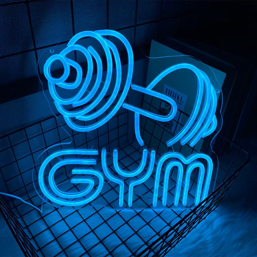 Gym Dumbbell Neon Sign - LED Weightlifting Light – Fitness Barbell USB Powered