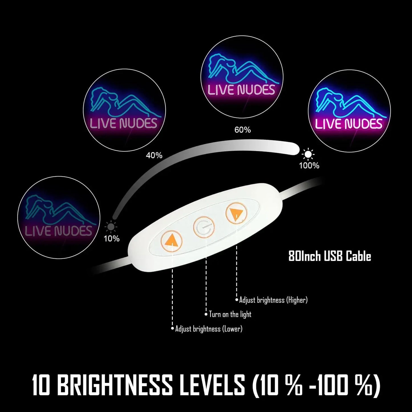 Stripper / Burlesque Girl Neon Sign - LED Light - Live Nudes Strip Club Sexy USB