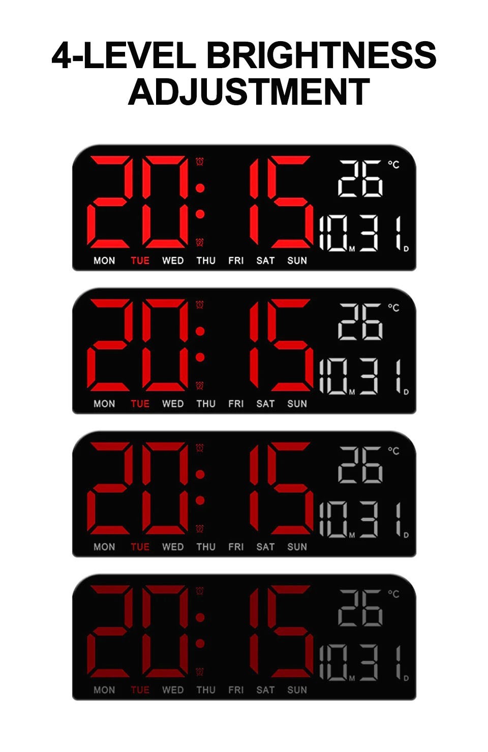 Digital Gym Wall Clock - 24CM Alarm Temperature / Time & Date gage Fitness Yoga