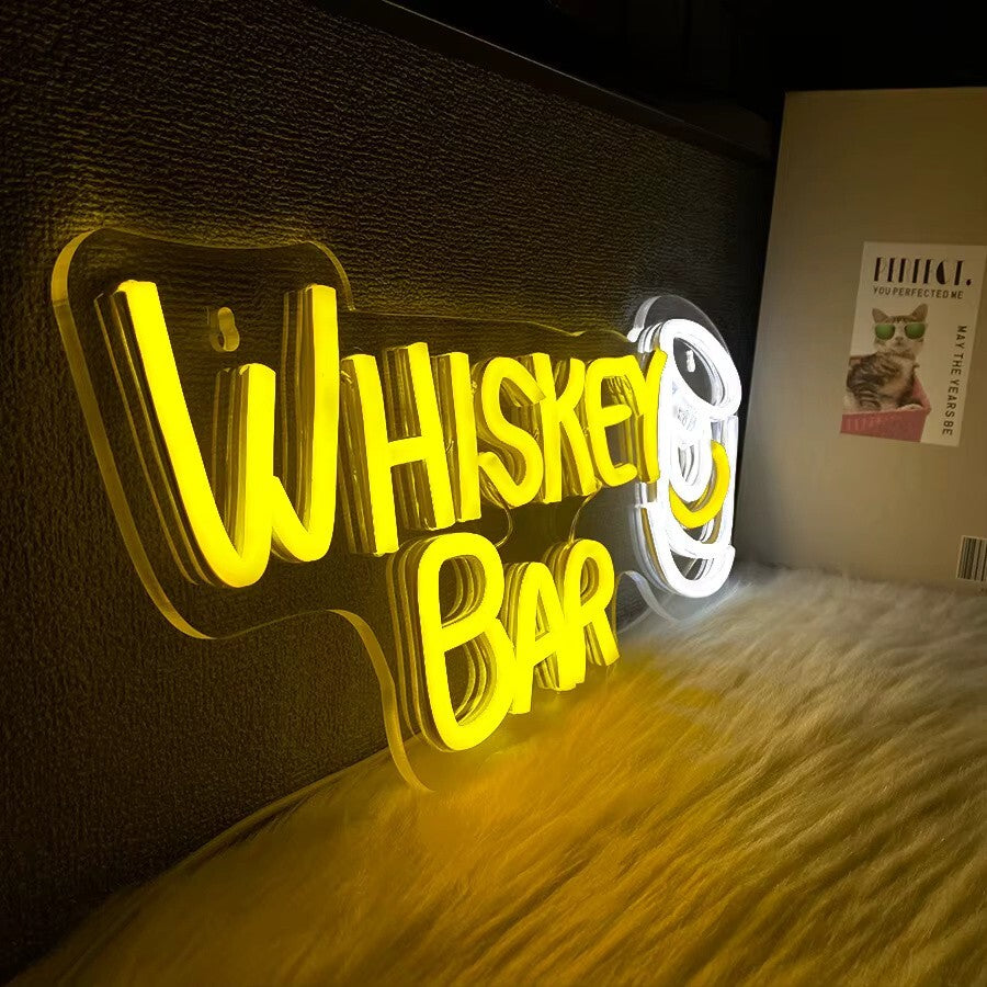 Whiskey Bar Neon Light - Alcohol Club Sign - Pub Home etc LED