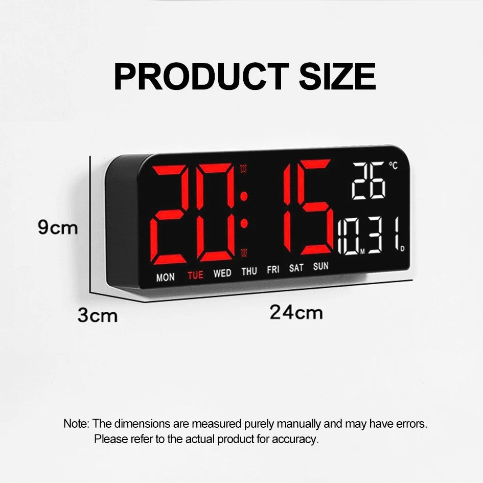Digital Gym Wall Clock - 24CM Alarm Temperature / Time & Date gage Fitness Yoga