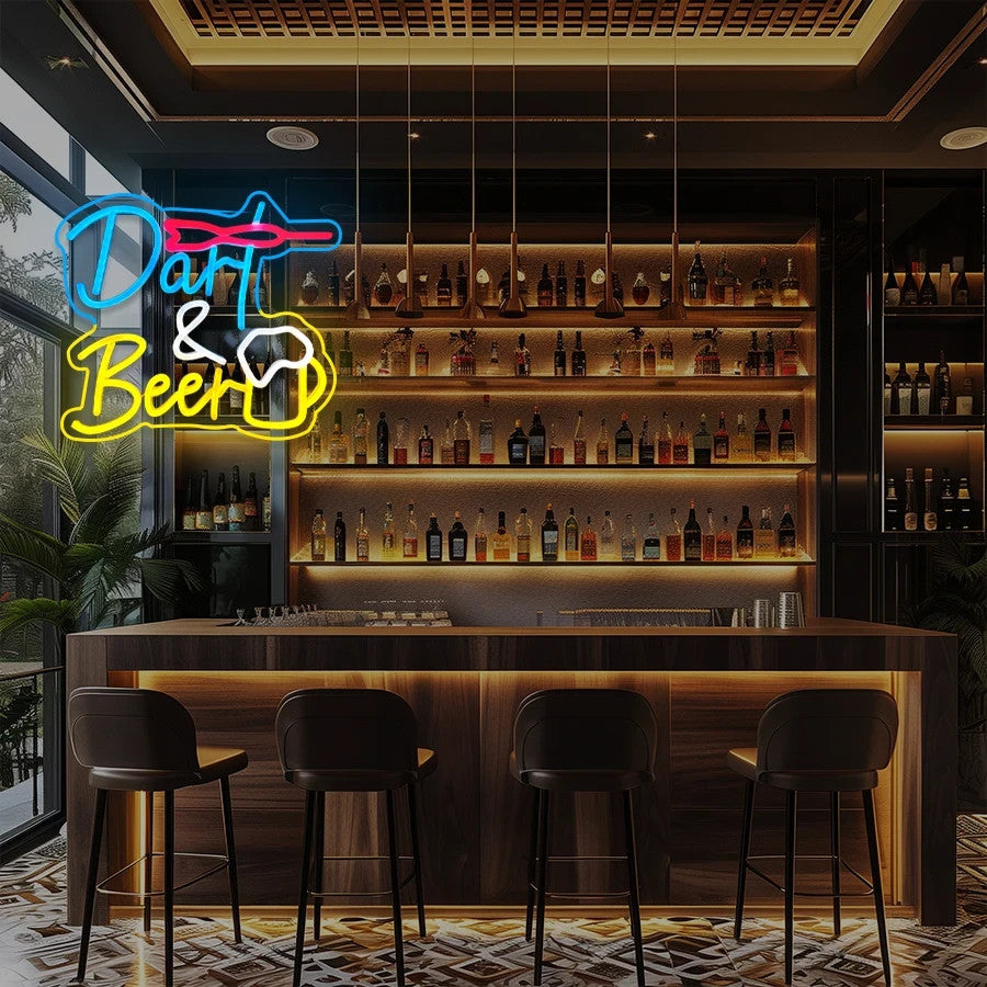 Darts & Beer ! Bar Neon Light - Pub Sign - Home Club etc LED Pint Dart Man Cave