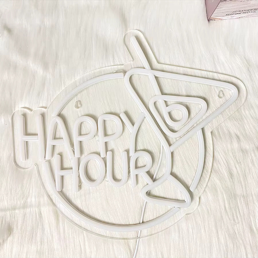 Happy Hour Neon Light - Cocktail Bar Sign - Pub Home Club etc LED