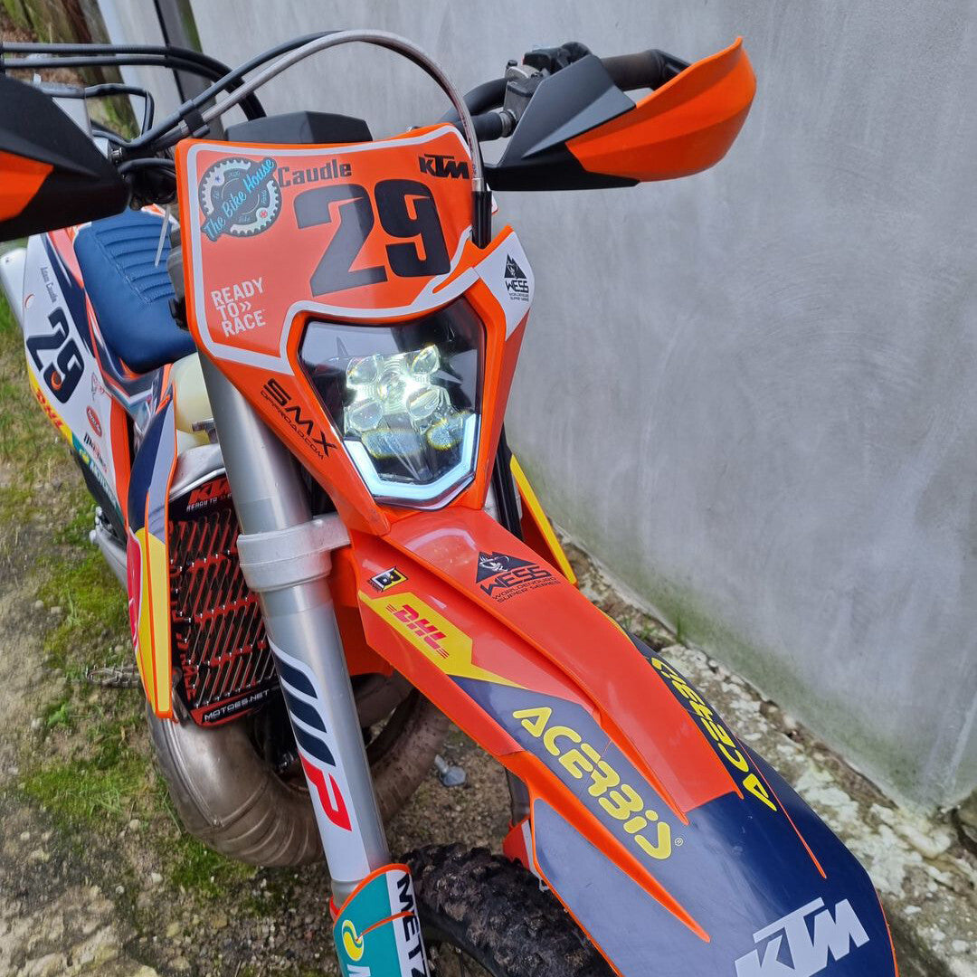 Universal Supermoto LED Headlight - For KTM Yamaha Enduro Motorcycle ORANGE