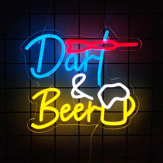 Darts & Beer ! Bar Neon Light - Pub Sign - Home Club etc LED Pint Dart Man Cave