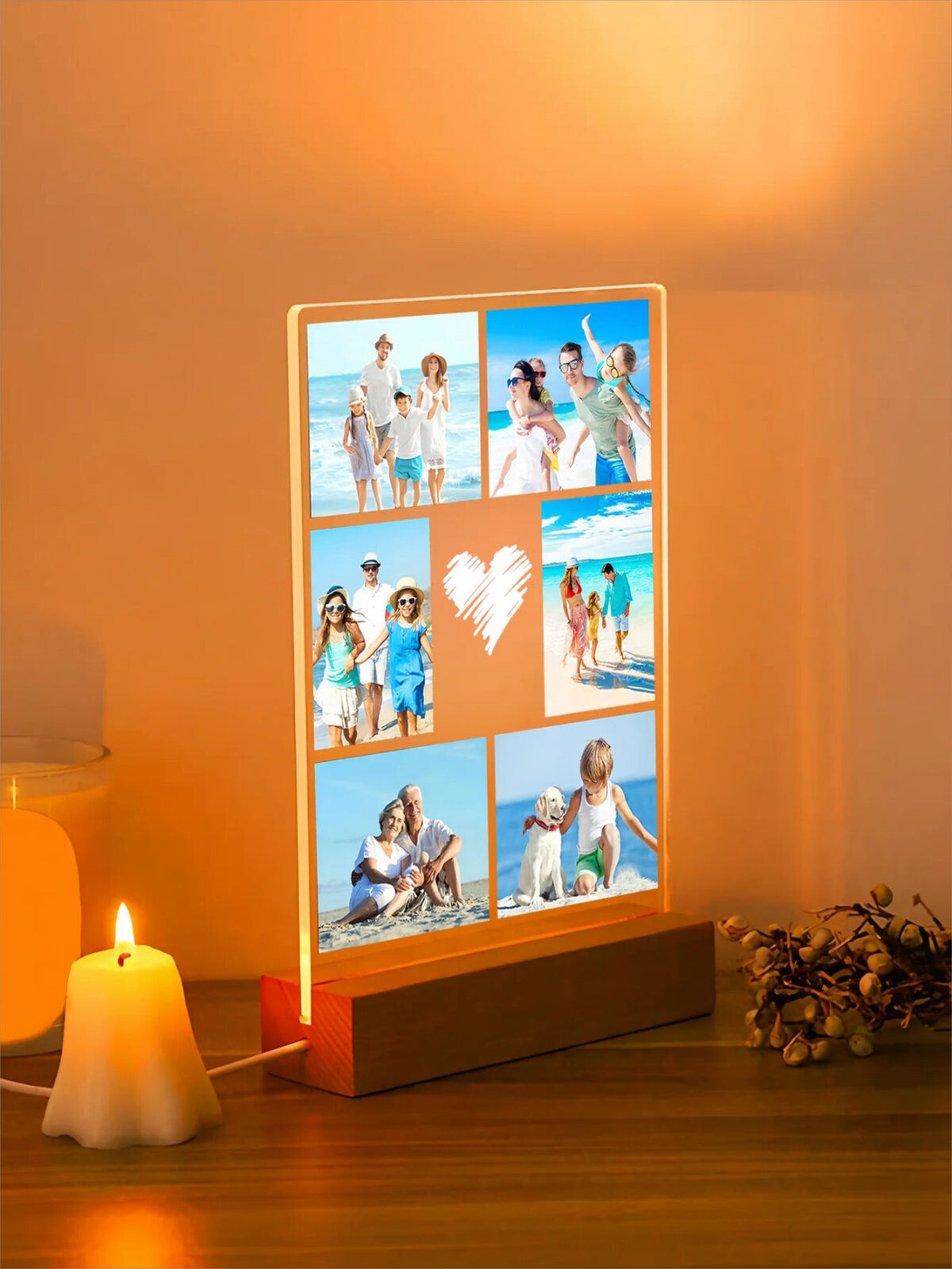 Personalised Photo Frame - LED Light Up - Anniversary Boyfriend GF Birthday Gift