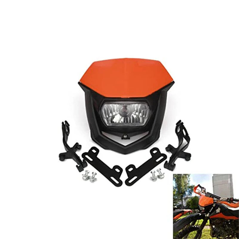 Universal Supermoto Enduro Headlight - For Suzuki Yamaha Honda Motorcycle Orange