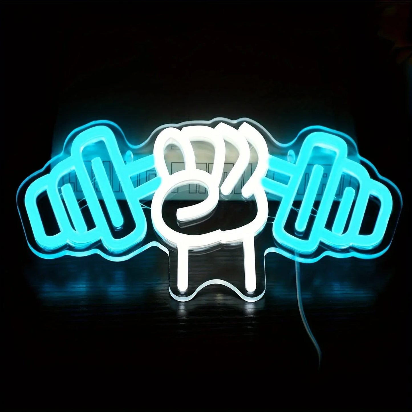 Gym Dumbbell Neon Sign - LED Weightlifting Light – Fitness Barbell USB Powered