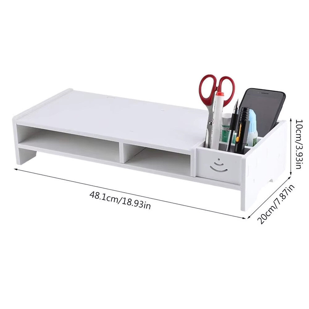 Computer Desktop Monitor Riser & Laptop Stand with Storage Organizer