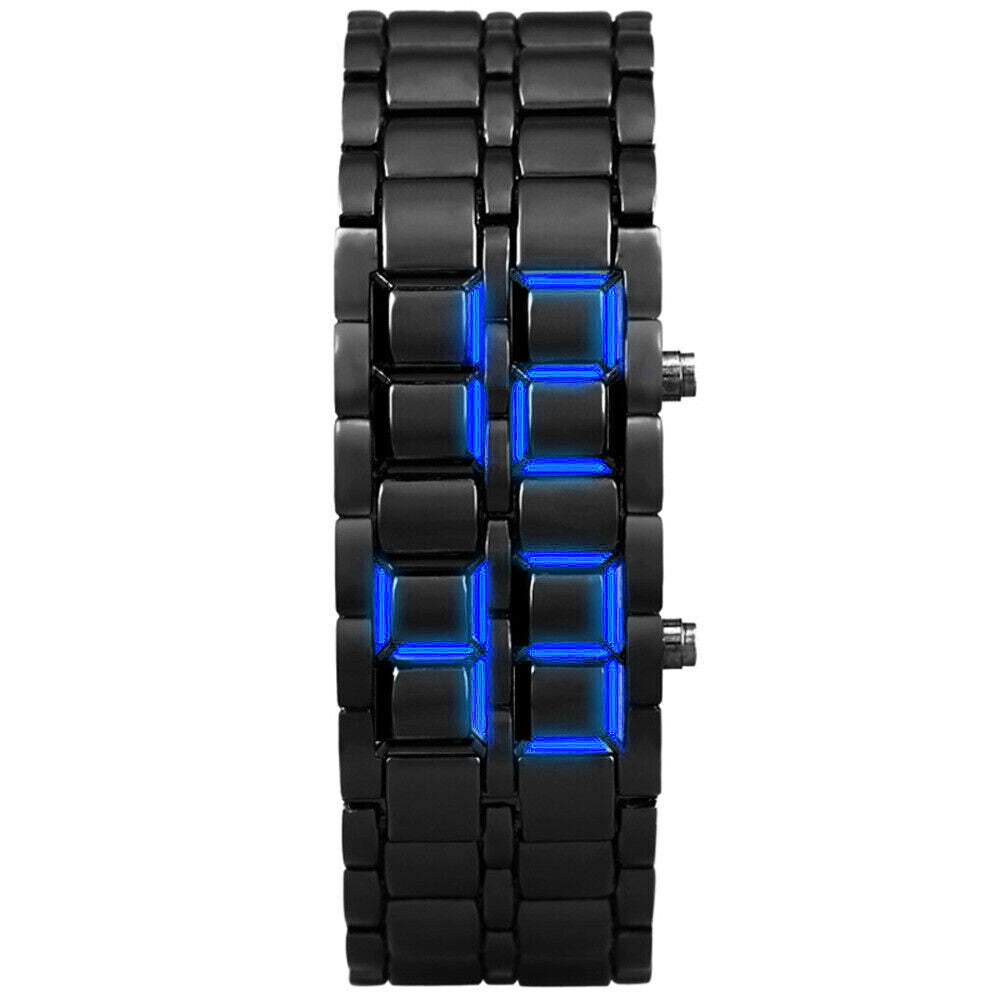 Mens Digital Lava Wrist Watch - Blue LED Display - Fathers Day Gift Unique Xmas