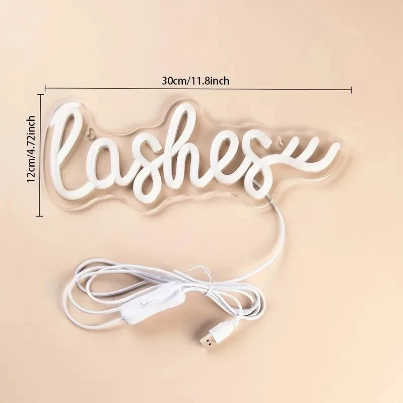 Lashes Neon Sign - Hair Dresser Beauty Salon Lips Beautician Make up Light LED