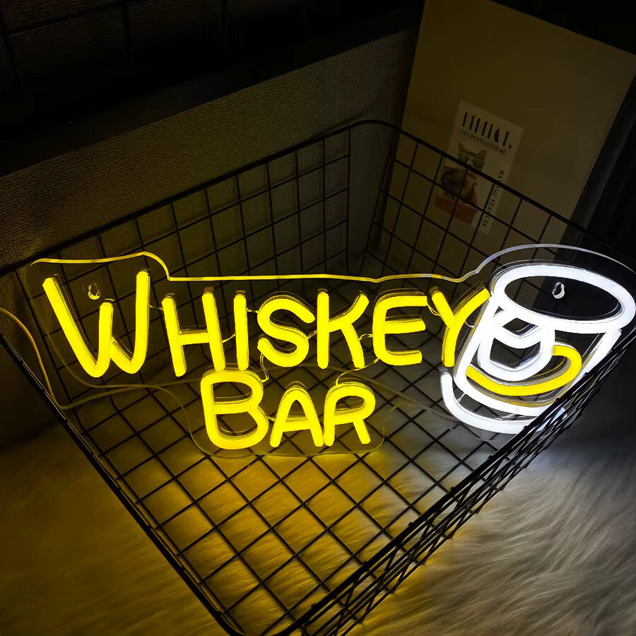 Whiskey Bar Neon Light - Alcohol Club Sign - Pub Home etc LED