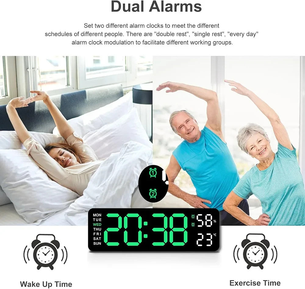 Digital Gym Wall Clock - Alarm Temperature / Time & Date gage Fitness Workout