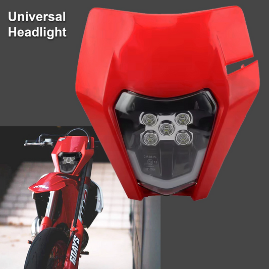Universal Supermoto LED Headlight - For Kawasaki Suzuki Yamaha Motorcycle Red