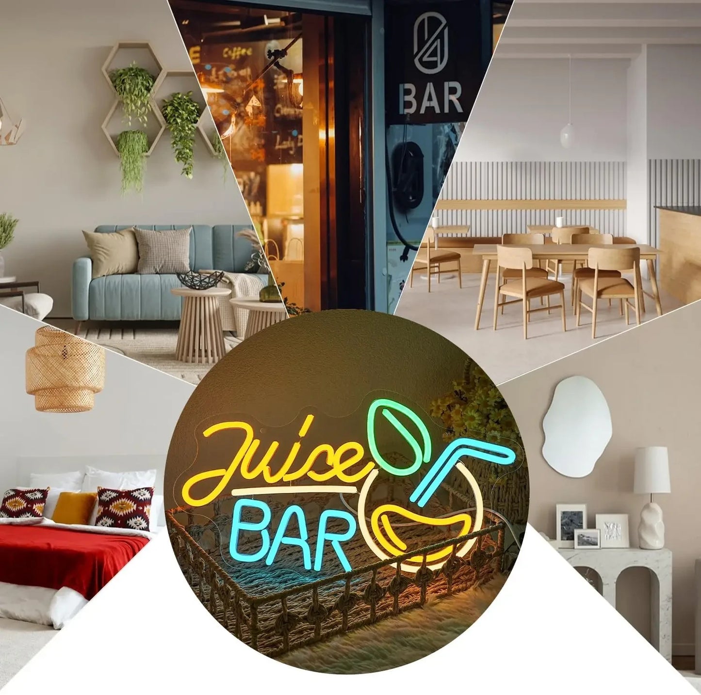 Juice Bar Neon Light -  Smoothie Store LED Sign - Coffee Shop Health Kiosk USB
