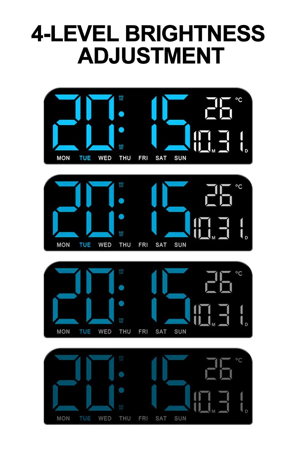 Digital Gym Wall Clock - 24CM Alarm Temperature / Time & Date gage Fitness Yoga