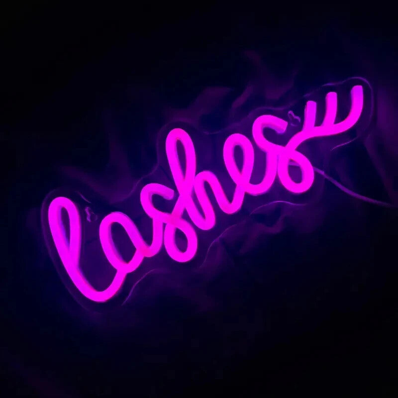 Lashes Neon Sign - Hair Dresser Beauty Salon Lips Beautician Make up Light LED