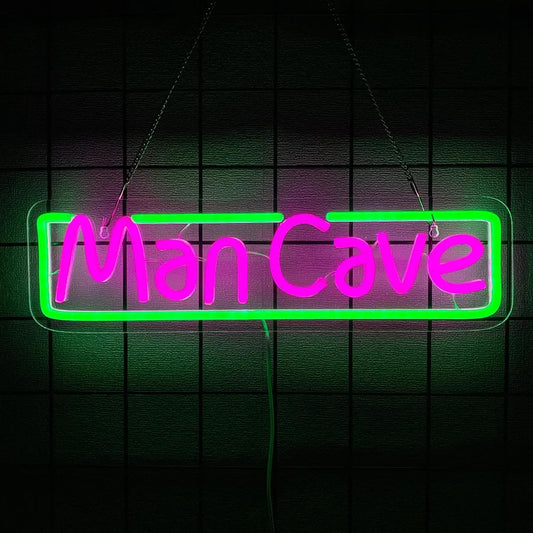 Man Cave Neon Sign - Green LED Light Wall Decor Bar Games Room Home etc
