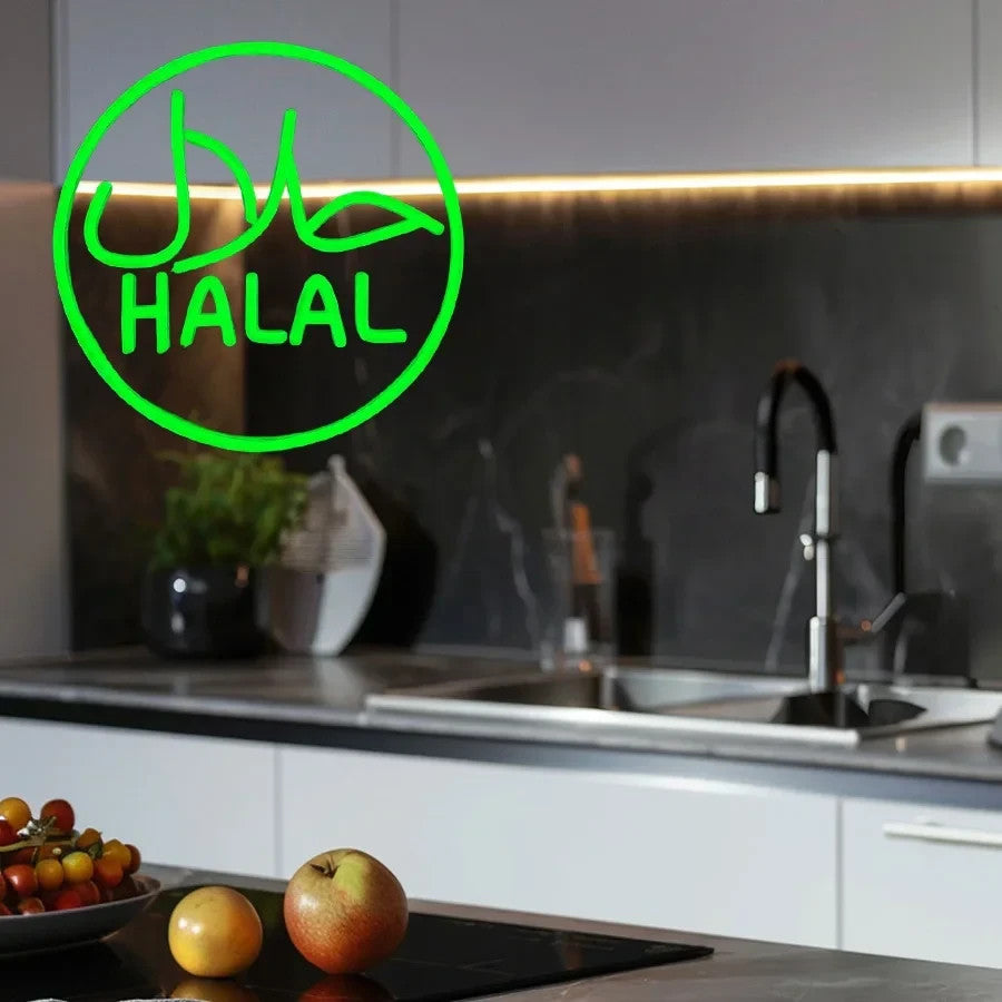 HALAL Neon Sign - LED Light USB Powered - Restaurants, Shops & Takeaway Islamic