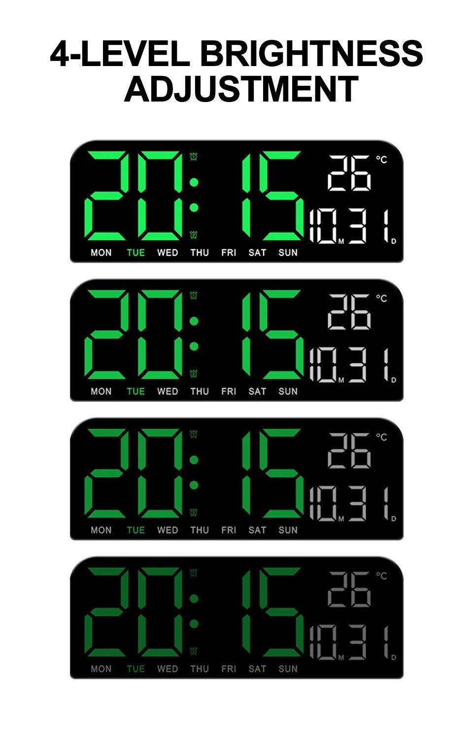 Digital Gym Wall Clock - 24CM Alarm Temperature / Time & Date gage Fitness Yoga