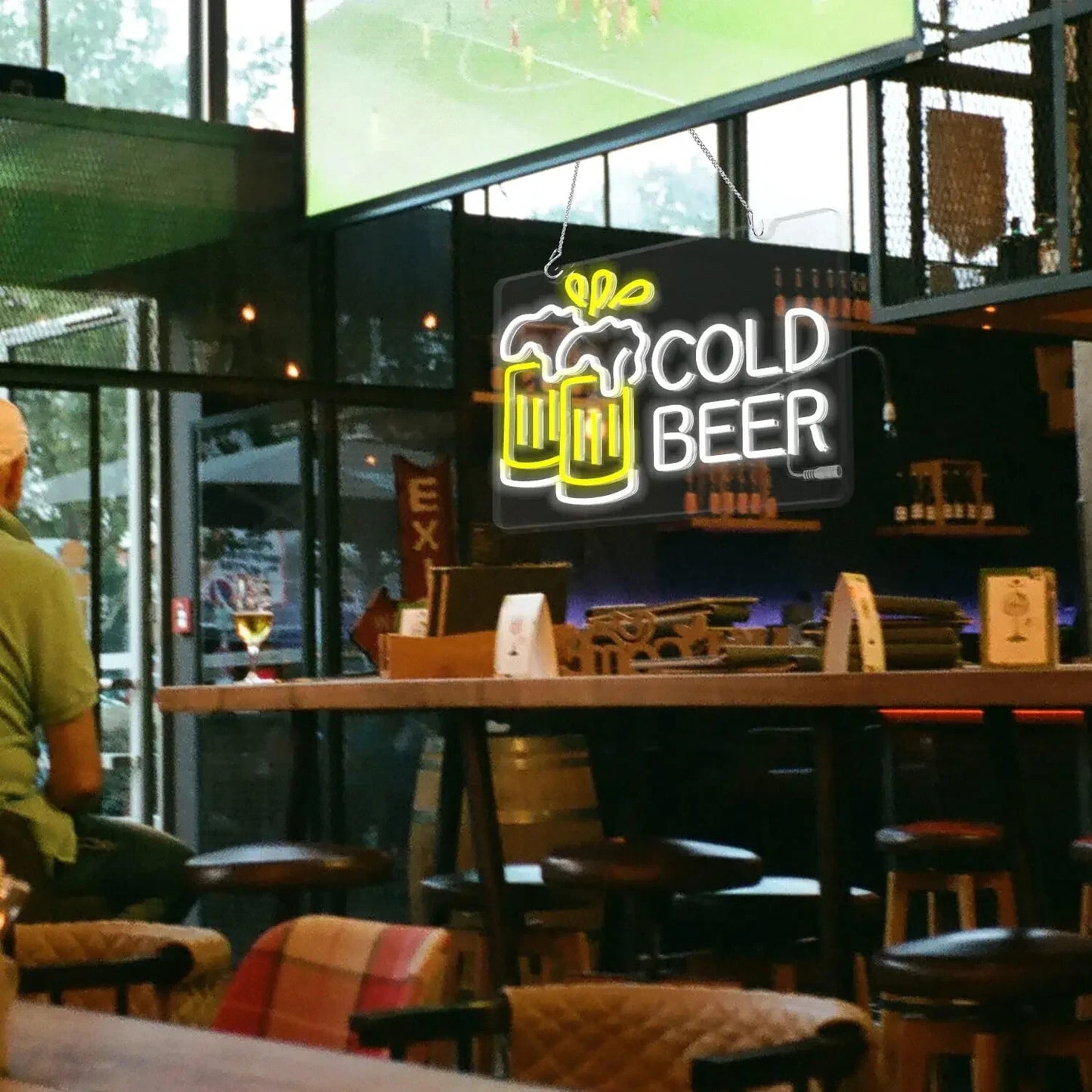 Cold Beer ! Bar Neon Light - Pub Sign - Home Club etc LED Lager Pint Man Cave