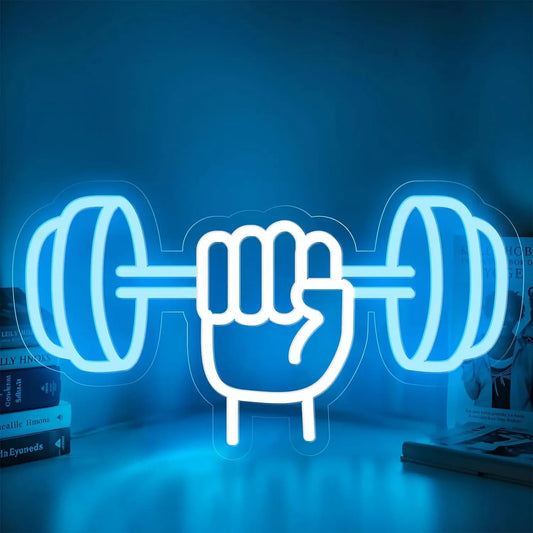 Gym Dumbbell Neon Sign - LED Weightlifting Light – Fitness Barbell USB Powered