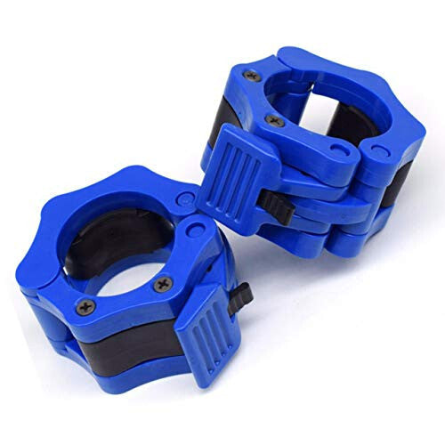 Olympic Bar Collar Clamps BLUE - 2 inch 50mm Barbell Gym Quick Clips Pair 5cm