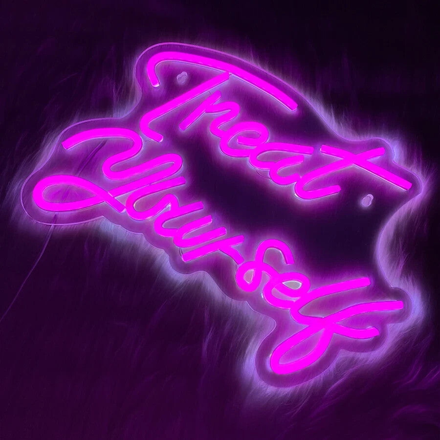 Treat Yourself Neon Sign -Hair Dresser Beauty Salon Nails Lips Light LED