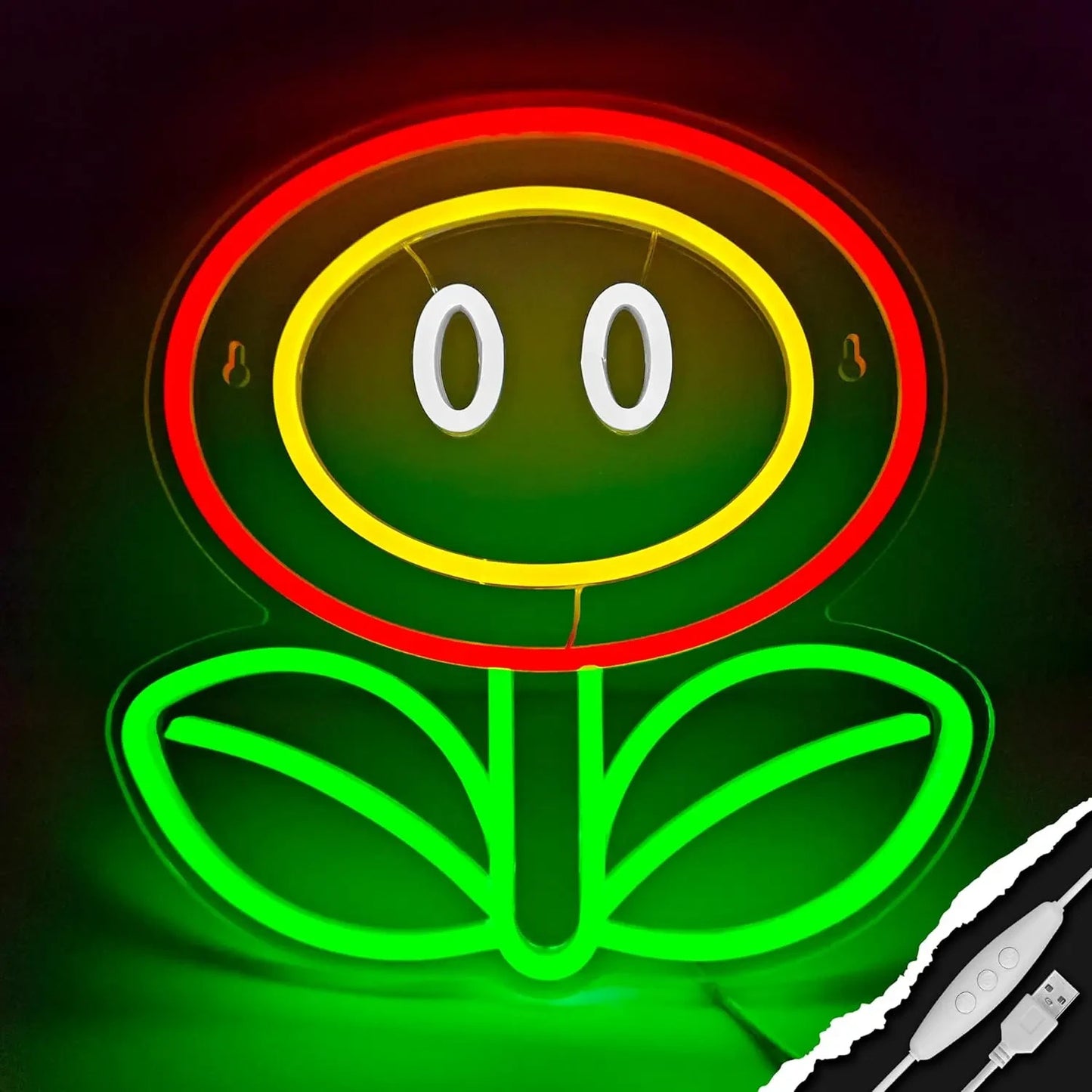 Super Mario Flower LED Neon Light - Nintendo Gaming Sign USB Powered Wall Gift