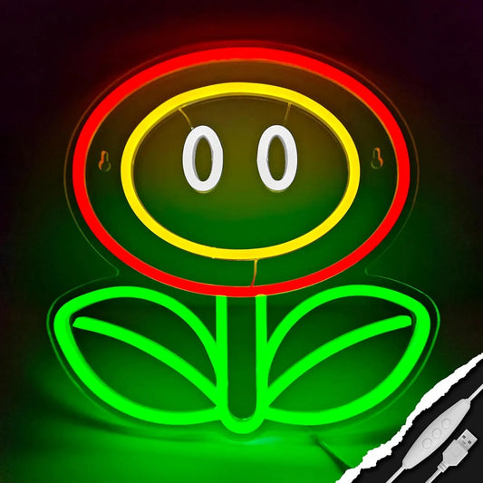 Super Mario Flower LED Neon Light - Nintendo Gaming Sign USB Powered Wall Gift